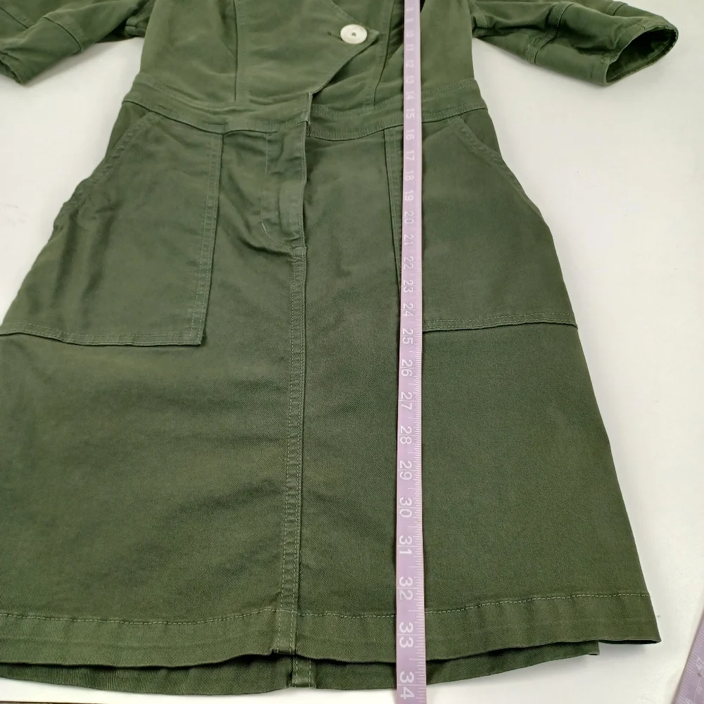Veronica Beard Bree Mini Dress Size 0 Women Pockets Cotton Blend In Army Green